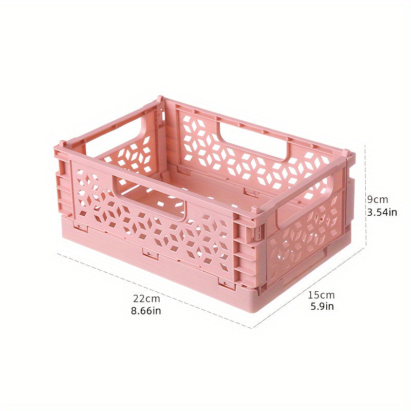 Plastic Folding Storage Basket with Handle for Snacks Fruits and Cosmetics
