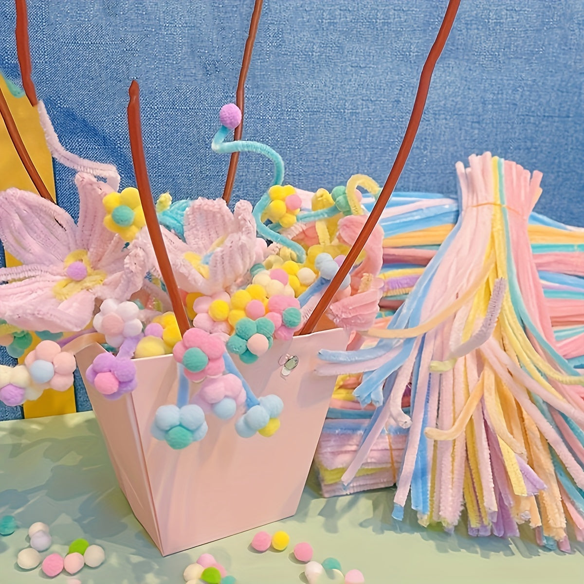 100 Pieces Multicolor Nylon Twist Stick Hair Accessories for DIY Hair Styling