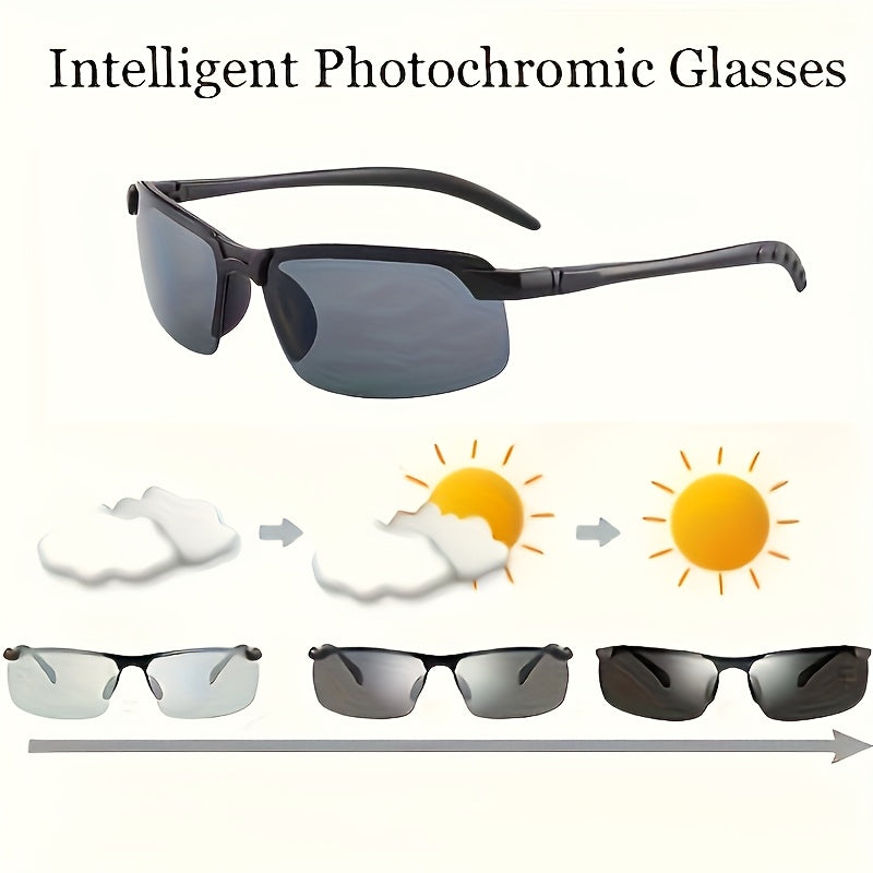 Photochromic Sports Glasses for Men and Women Polycarbonate Frame Outdoor Driving Fishing Travel