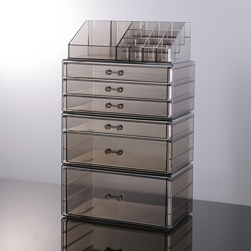 1 dona Kosmetik Saqlash Qutisi, Stolda Makiyaj va Terini Parvarishlash Mahsulotlari uchun Qulflangan Usul