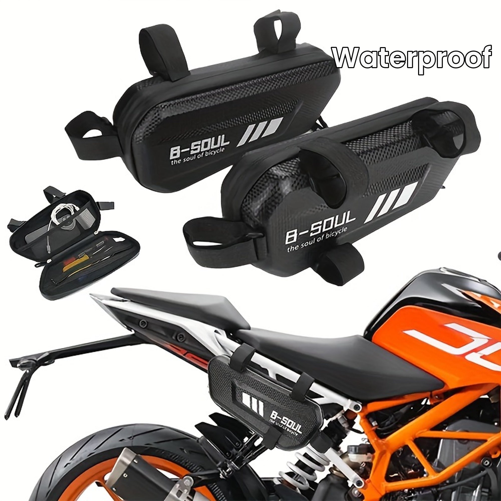 Motorcycle Side Storage Bag Hard Shell Triangle Waterproof Rainproof