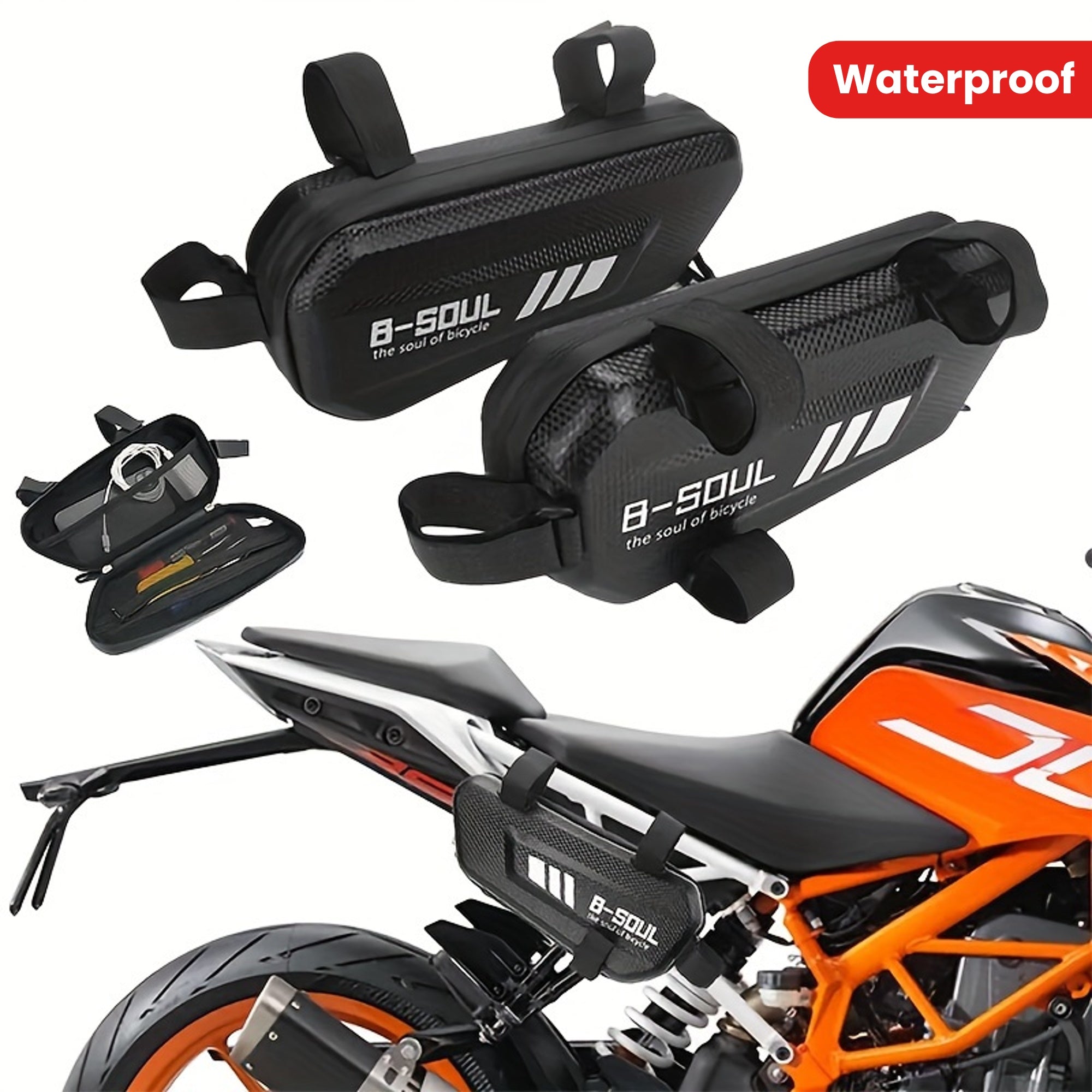 Motorcycle Side Storage Bag Hard Shell Triangle Waterproof Rainproof