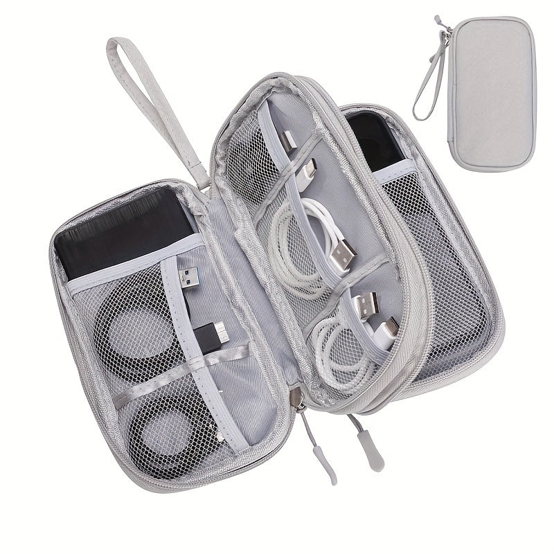 Bolsa portátil organizadora de cables con cremallera para cargadores y auriculares