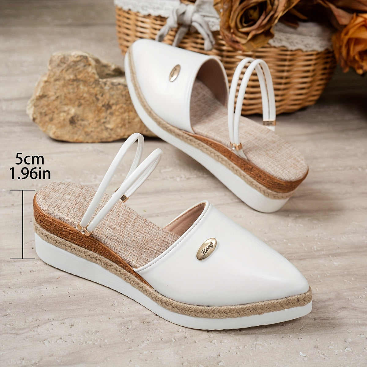 Women Woven Jute Wedge Heel Sandals Summer Casual Eclectic