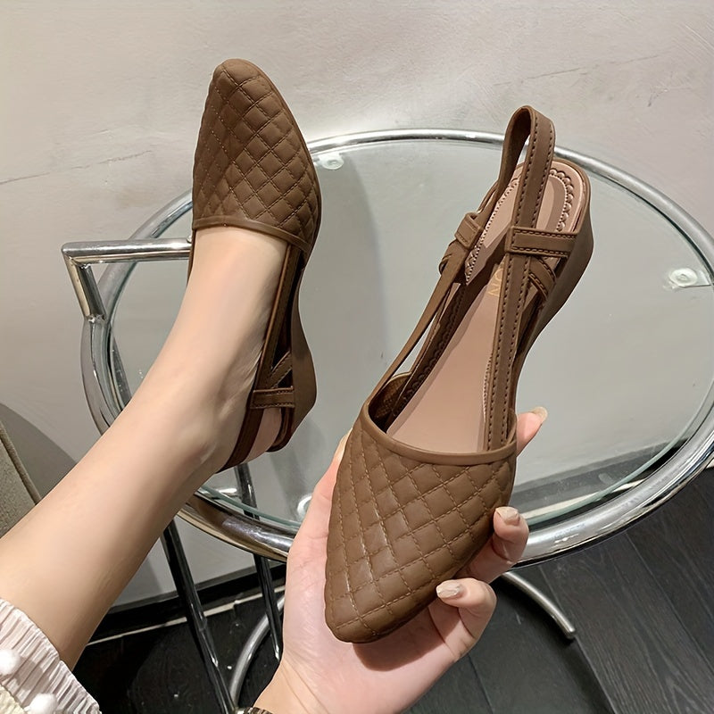 Women's Quilted PVC Sandals with Ankle Strap and Pointed Toe