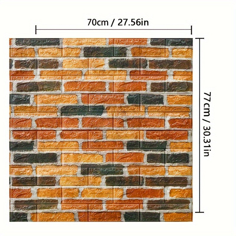 10pcs Self-Adhesive PVC 3D Brick Wall Stickers for Home Decor Bedroom Bathroom