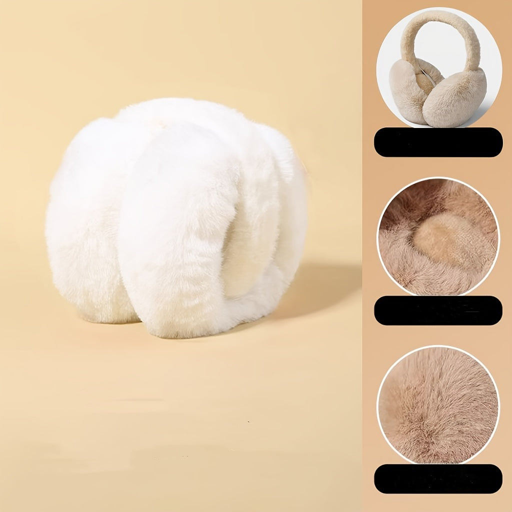 Velour Winter Earmuffs for Adults Soft Foldable Ear Warmers Cold Weather