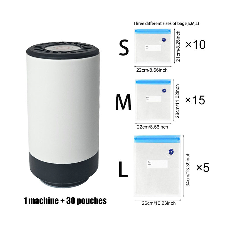 Portativ vakuum yopish mashinasi, USB orqali quvvatlanadigan elektr pompasi, 800mAh litiy batareyasi, qayta ishlatiladigan yopish sumkalar