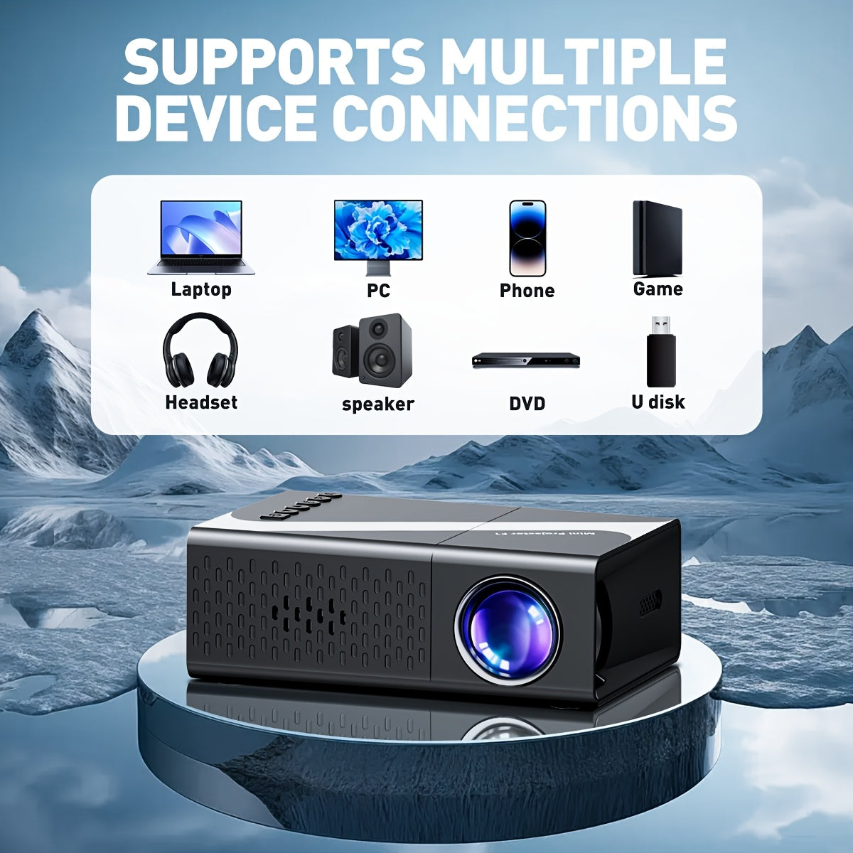 Video Projector 1080P Support for Movies TV Gaming for Home Theater and Outdoor