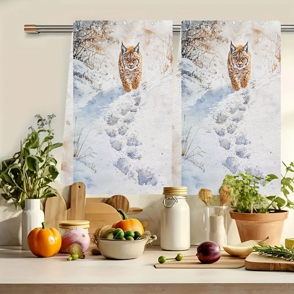 Two Pieces Coastal Kitchen Towels, Super Absorbent Polyester, 16x24 Inches