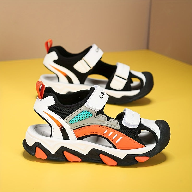 Boys Summer Sports Sandals Breathable Non-Slip Sole Striped Low Top Adjustable