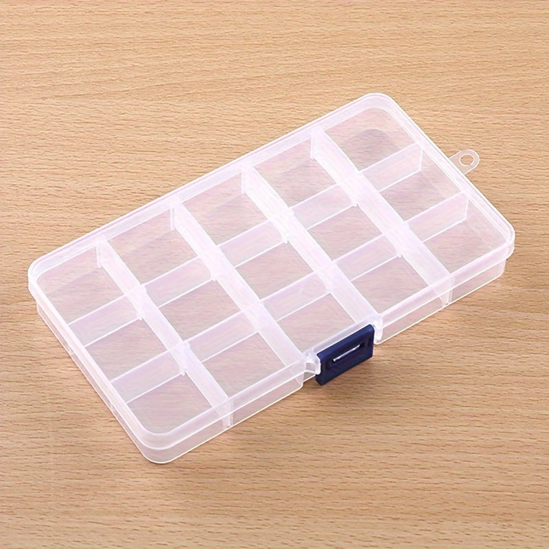 Detachable 15-Grid Clear Storage Organizer for Jewelry Makeup Nails Screws