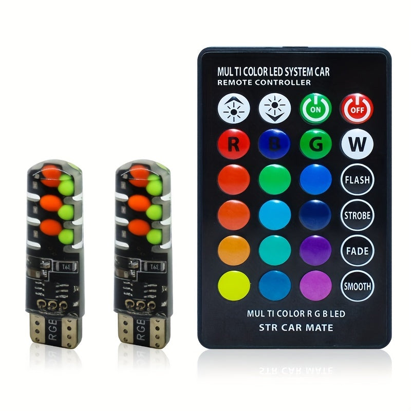Conjunto de luces LED para coche, colorido estallido RGB, destello, T10, control inalámbrico