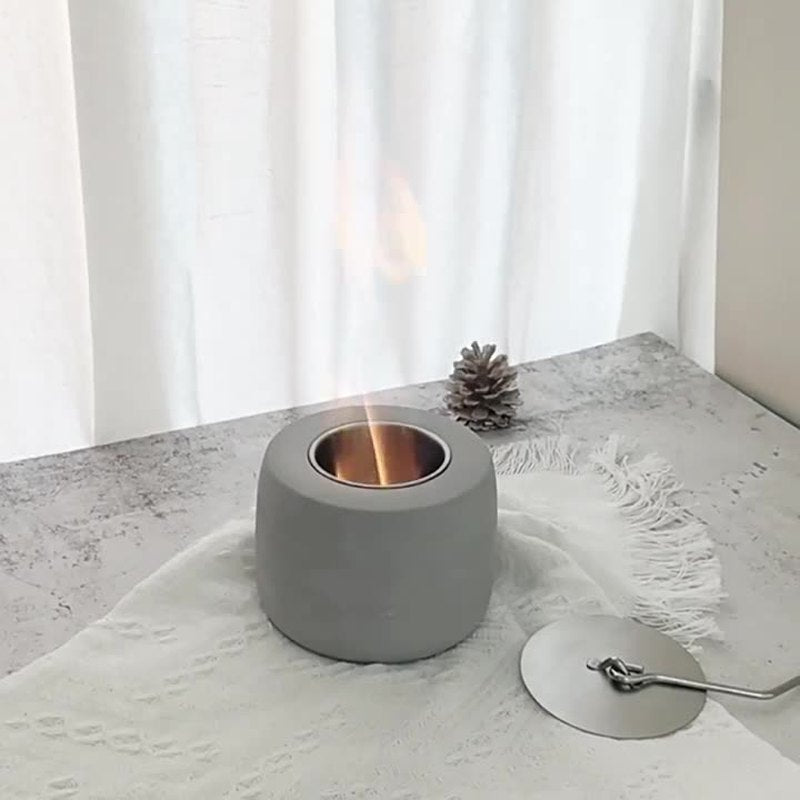 Compact Alcohol Stove for Indoor Outdoor Use with Cement Fireplace Set