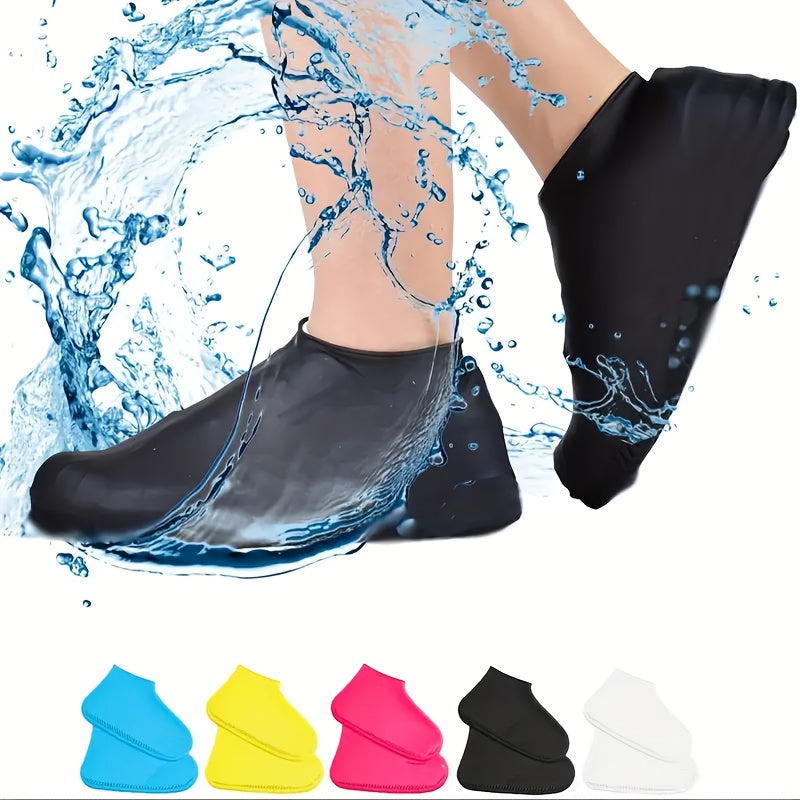 Unisex Waterproof Shoe Covers Reusable Latex Non-Slip Rain Shoes Small White