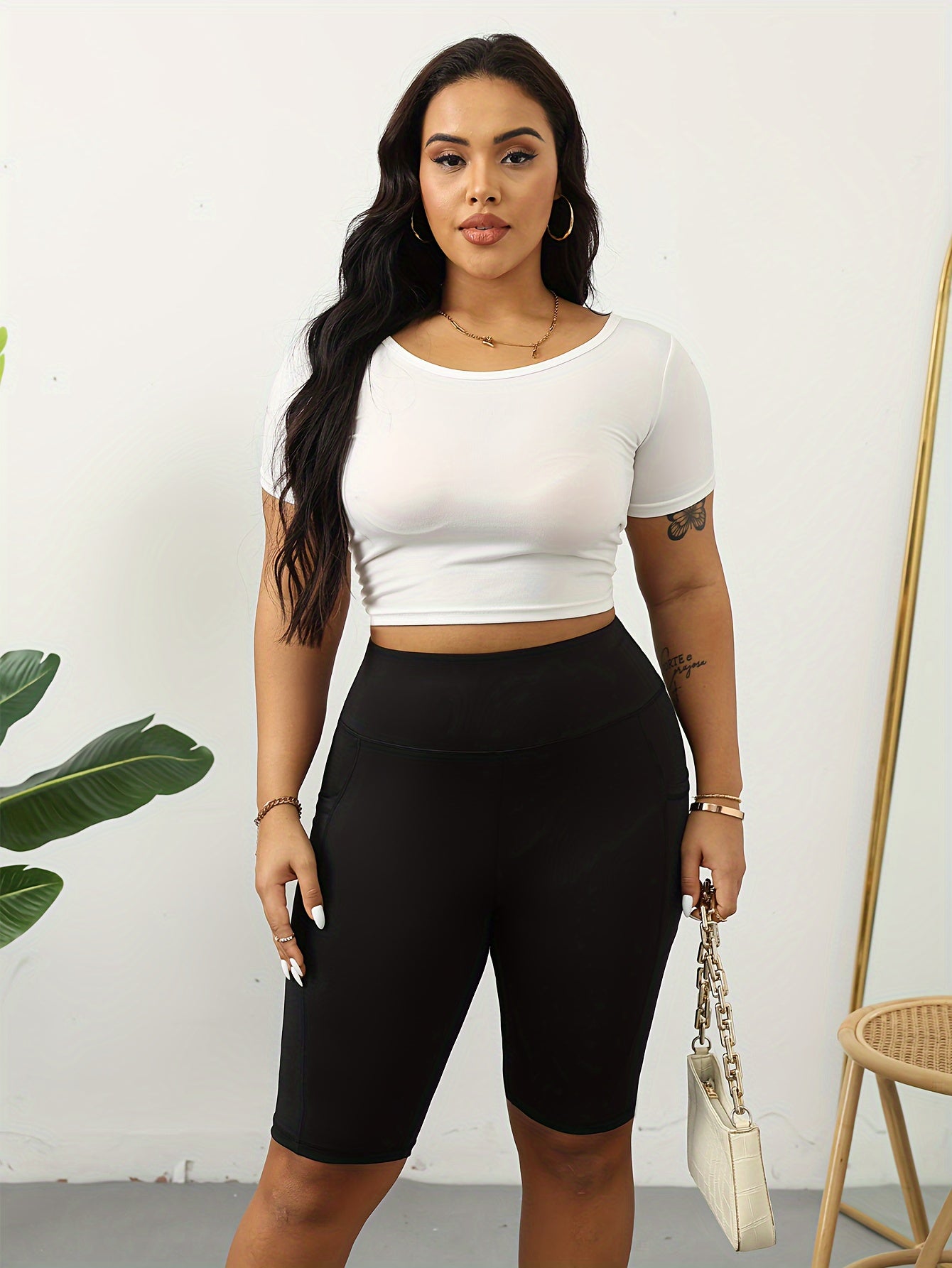 Women's Oversized Bicycle Shorts with Pockets, High Waist, Hip Lifting, 3 Pack