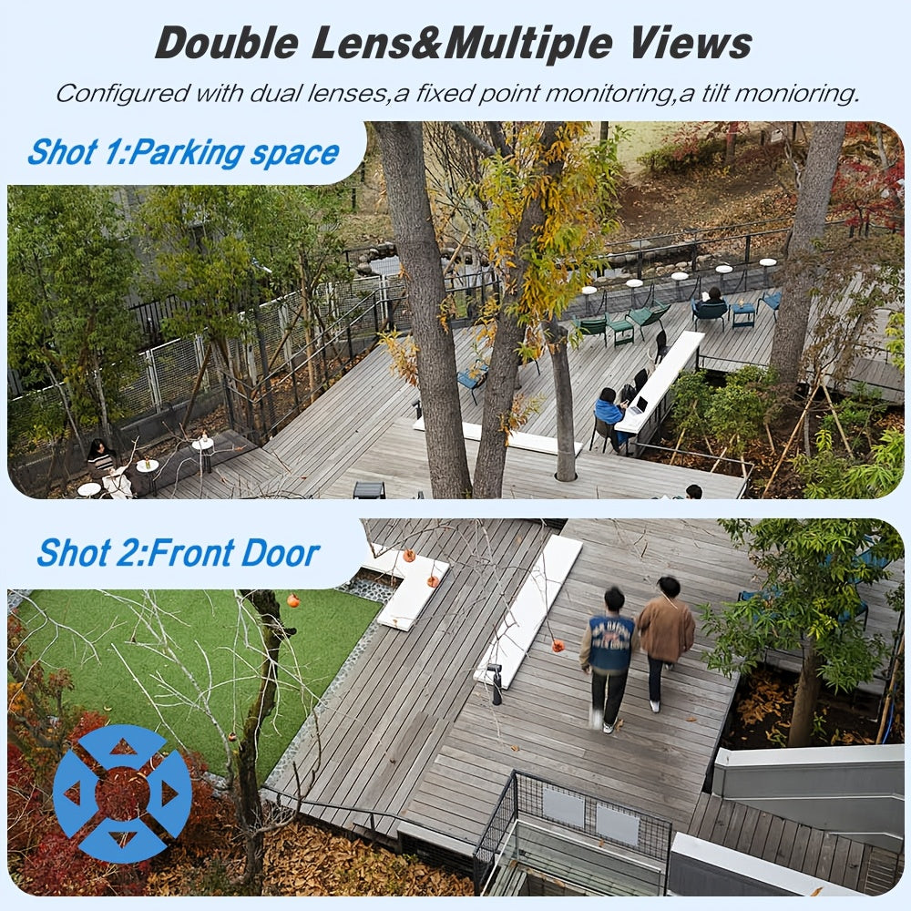 ANSCHIAT Tashqi Xavfsizlik Kamerasi 2 ta juft 4MP linzalari, WiFi ulanishi, harakatni aniqlash, 360° aylanish, ikki tomonlama aloqa, to'liq rangli tungi ko'rish va saqlash mosligi bilan. Yevropa Ittifoqi