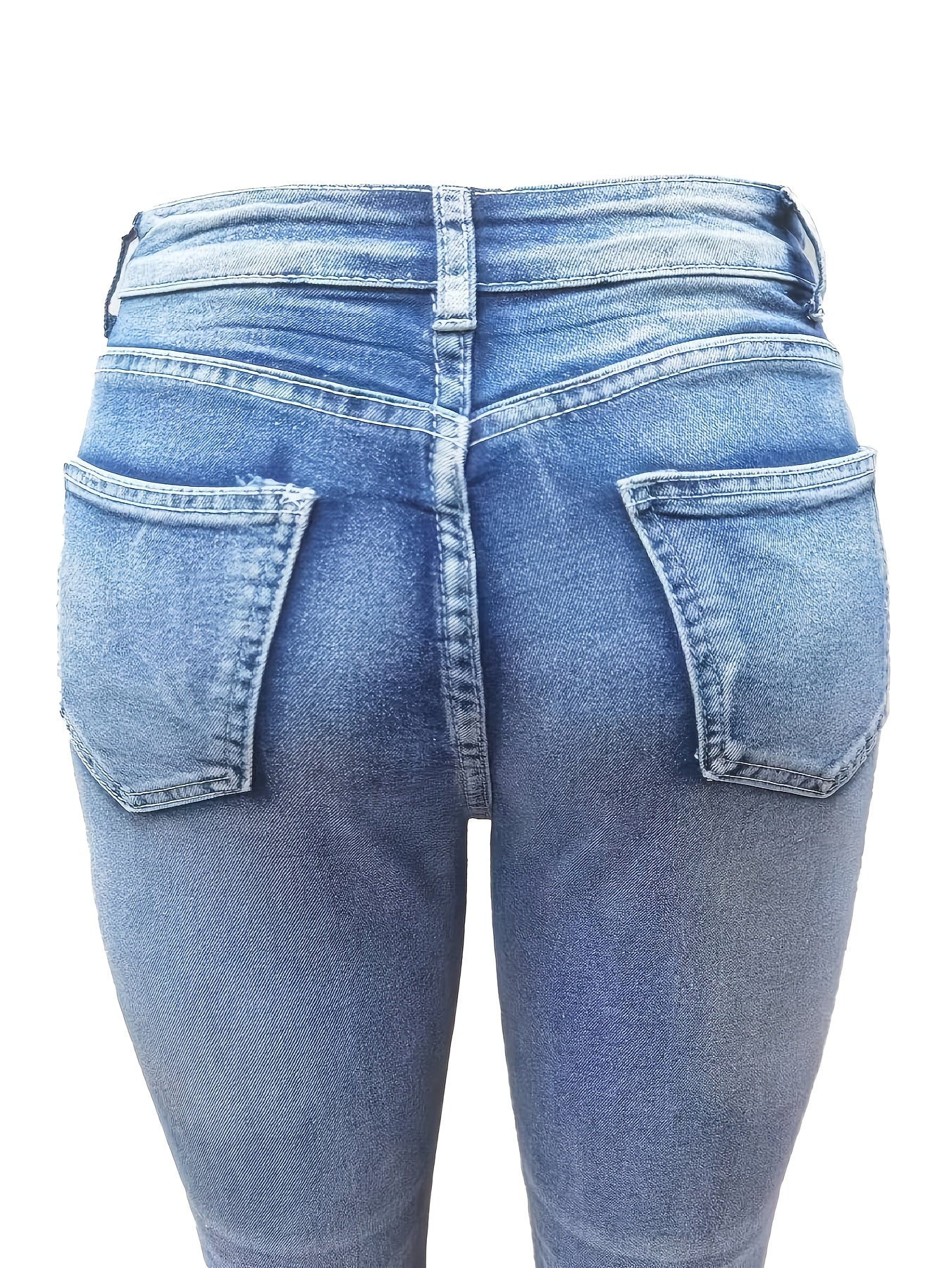 Women Plus Size Skinny Jeans High Stretch Denim Solid Color Tapered