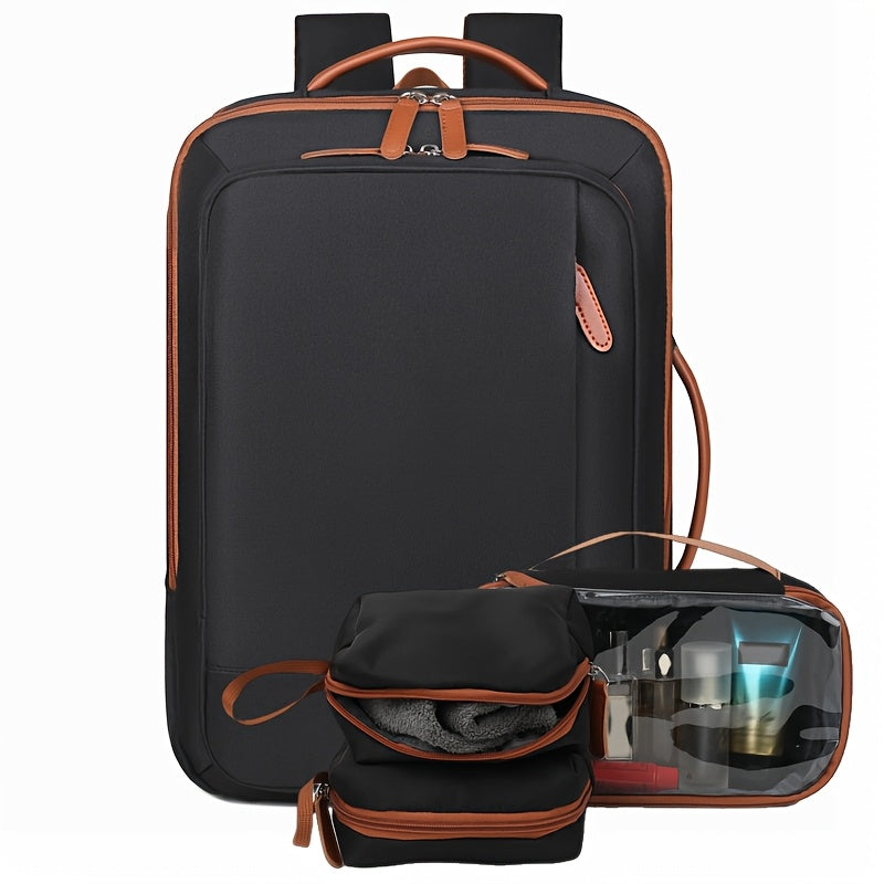 Large Capacity Expandable Laptop Backpack with Wet Dry Separation for Travel Business and School Black