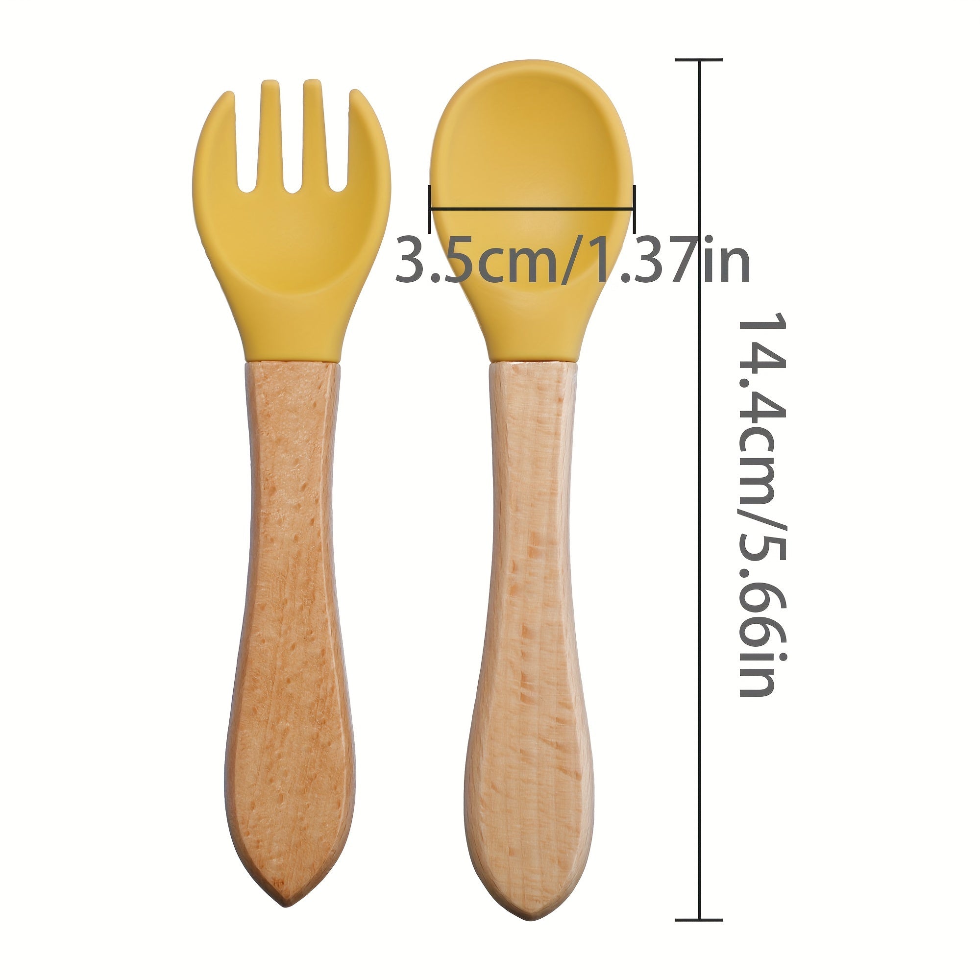 Baby Feeding Set Bamboo and Silicone Fork and Spork for Toddler Self-Feeding