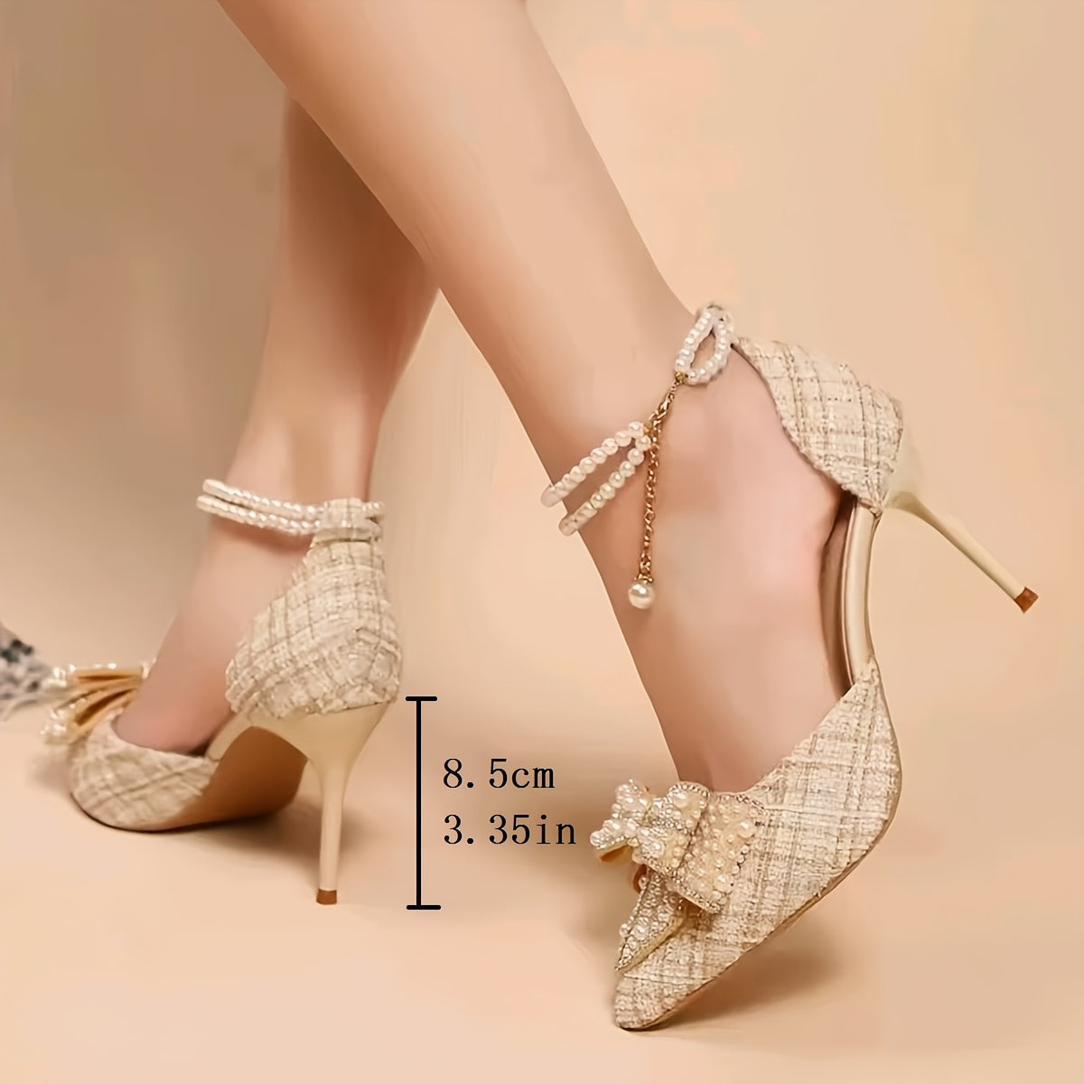 Women High Heels Fabric Elegant Bow Pointed Toe Party and Wedding Shoes