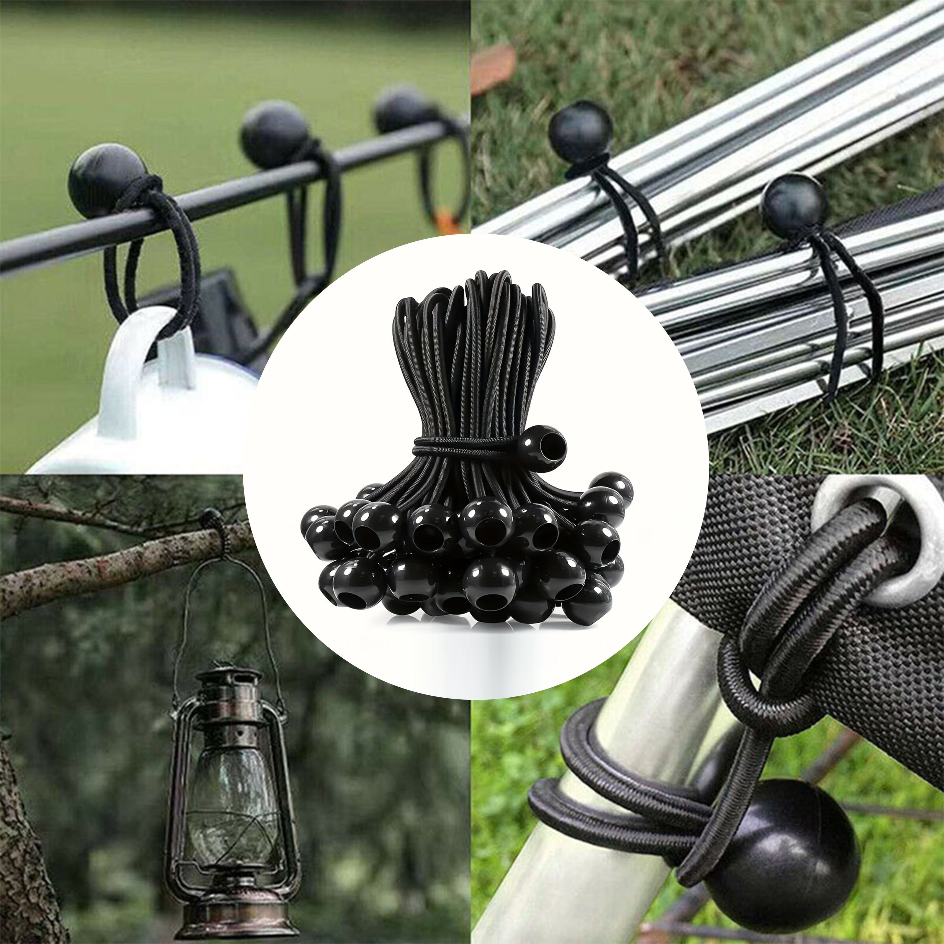 Heavy-Duty Elastic Cord Ties Black Rubber Bands for Camping Camping Gear Bikes Ladders