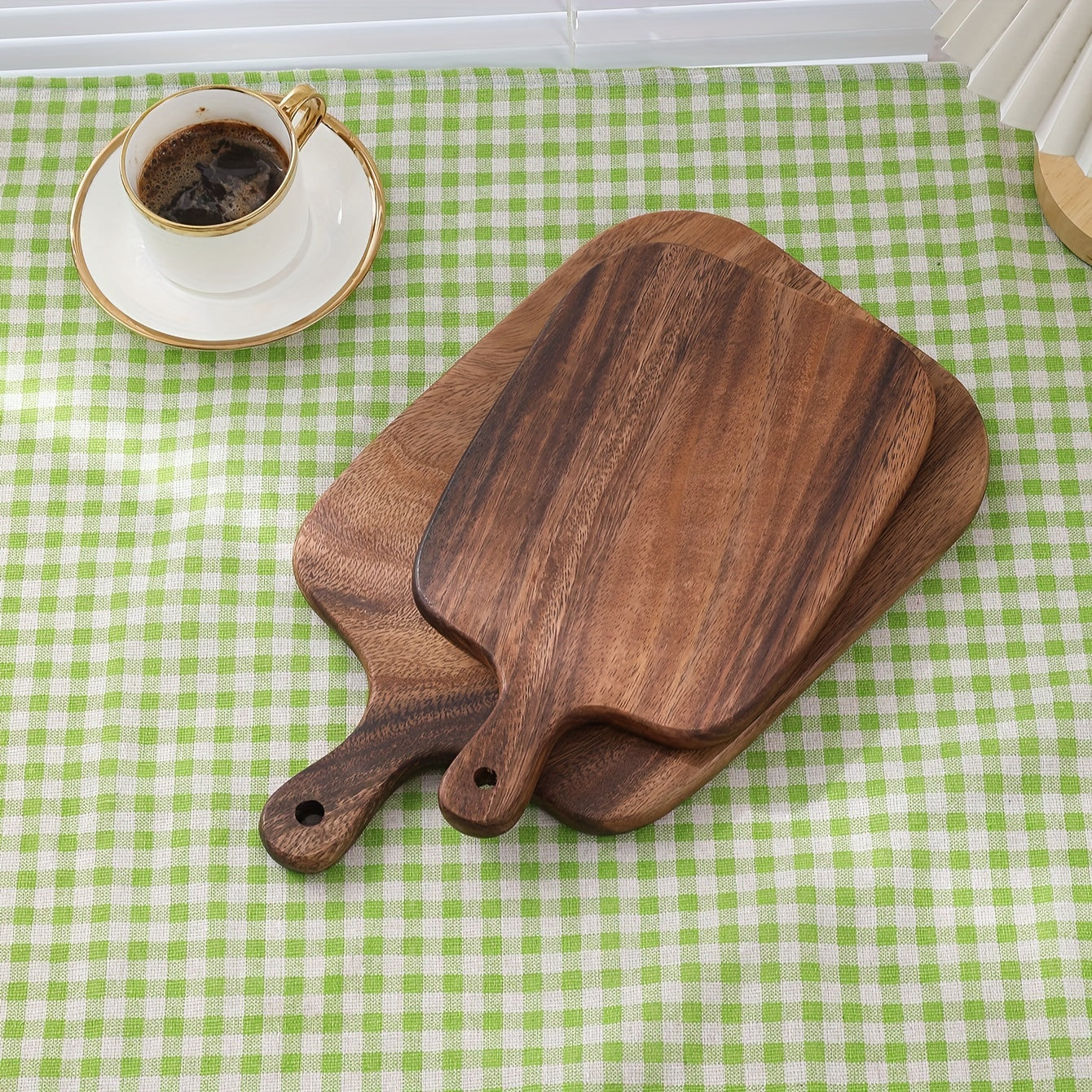 Acacia Wood Bread Board and Cheese Tray Set Food Contact Safe