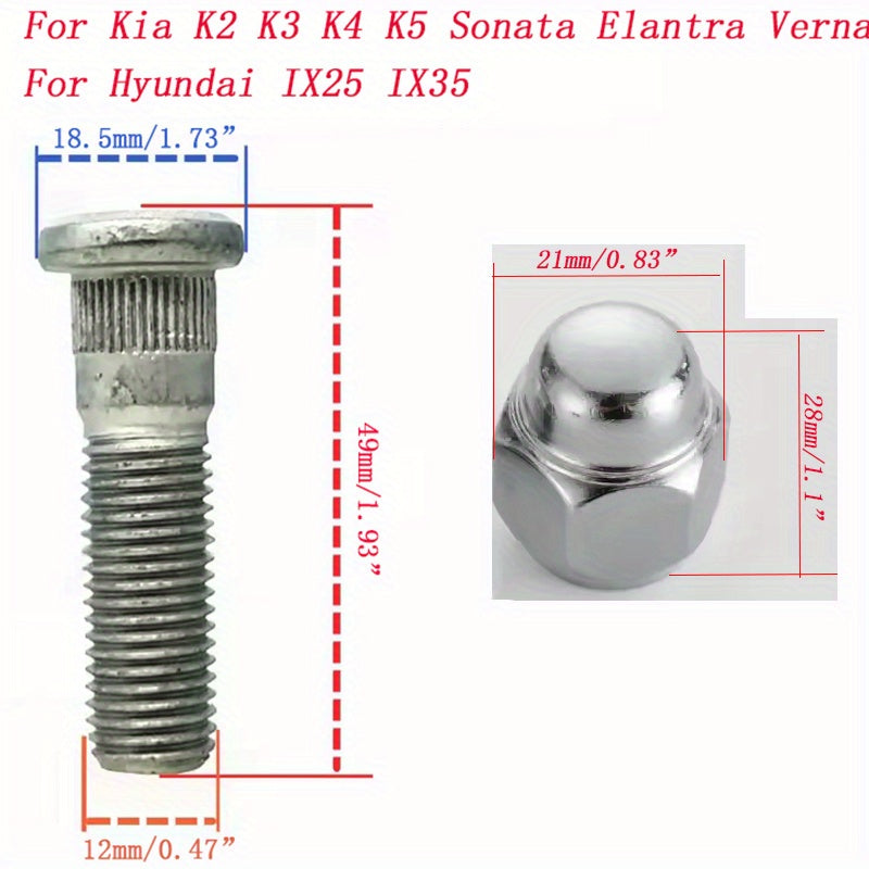 Car Steel Wheel Hub Bolts and Nuts Replacement Parts for Vehicles