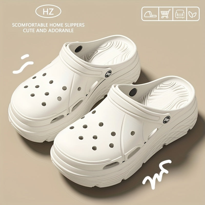 Women's White EVA Clogs with Cushioned Sole, Ventilation Holes, Indoor Outdoor