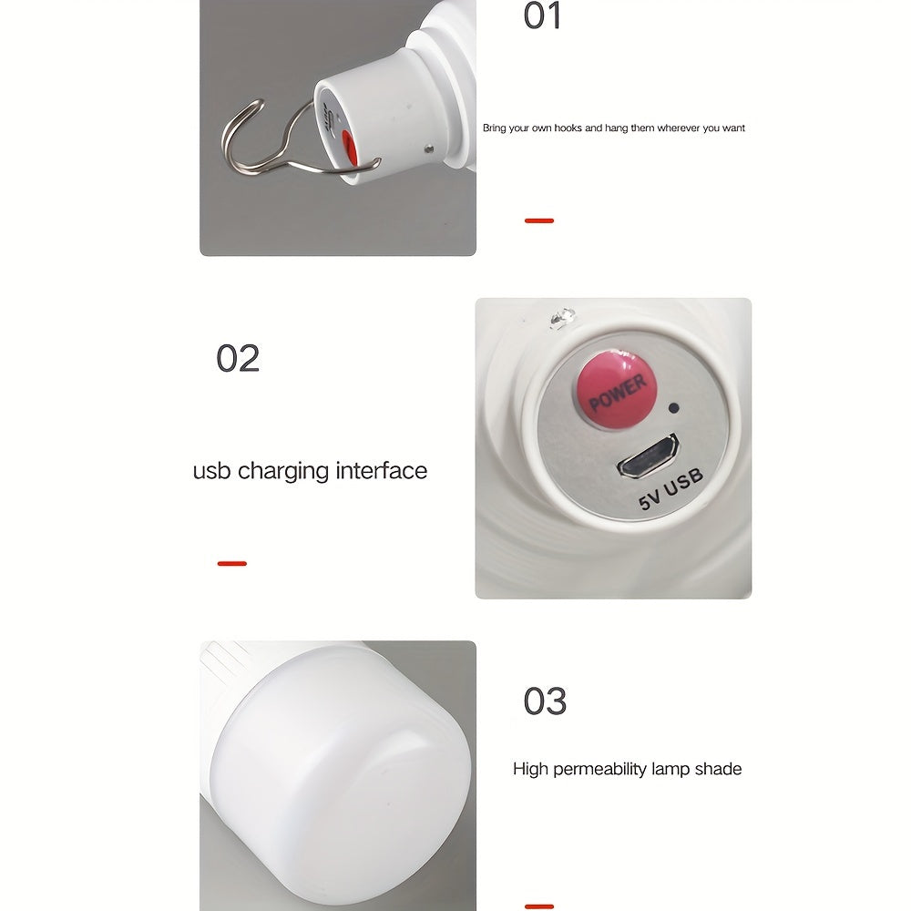 Linterna de camping LED recargable con función de atenuación, luz portátil para exteriores, beige