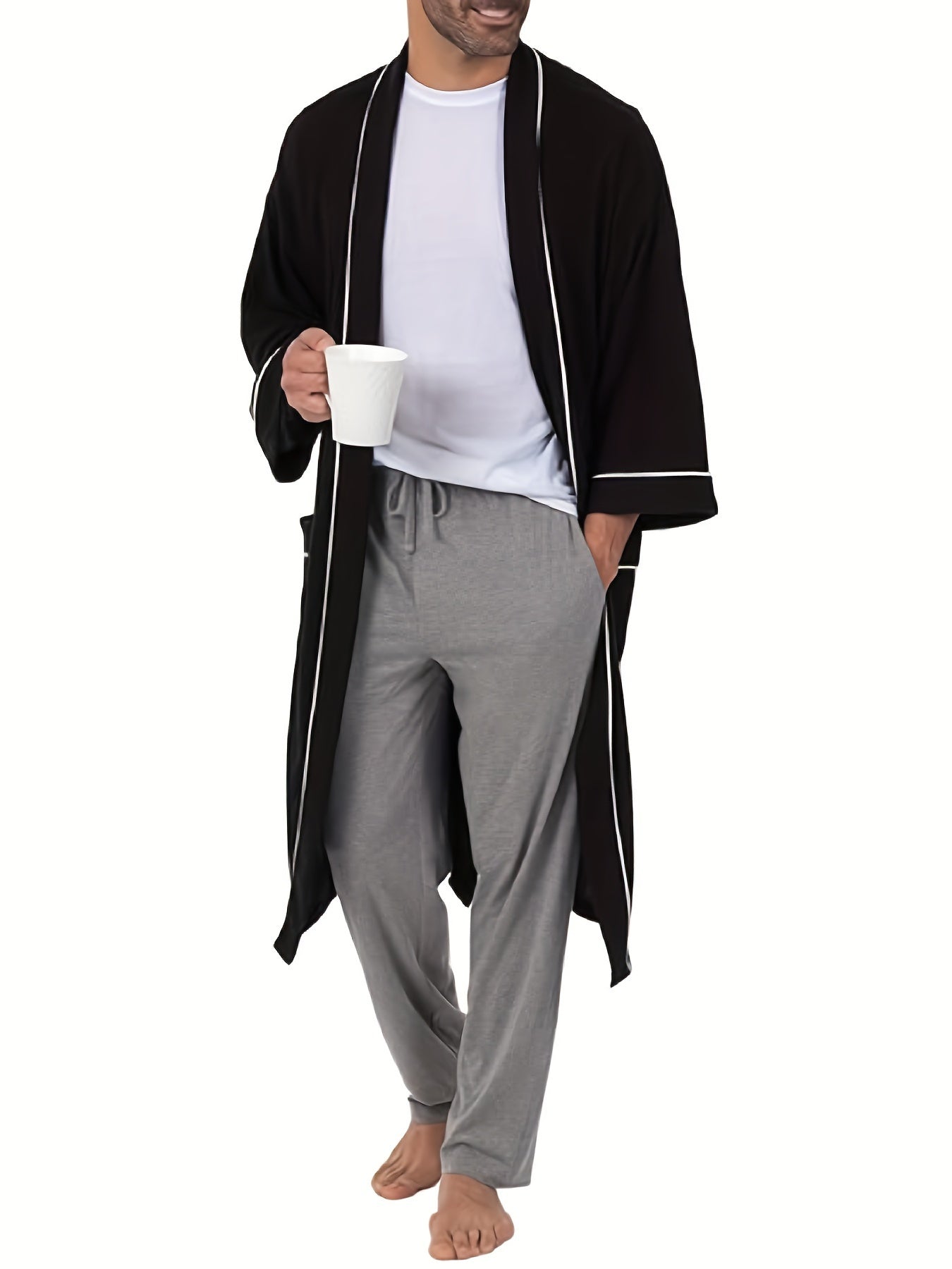 Men's Solid Cotton Blend Pajama Pants with Pockets Casual All-Season