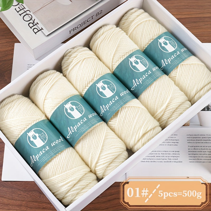 5-Pack Multicolor Alpaca Wool Yarn 500g Thick-Thin Self-Striping and Ombre