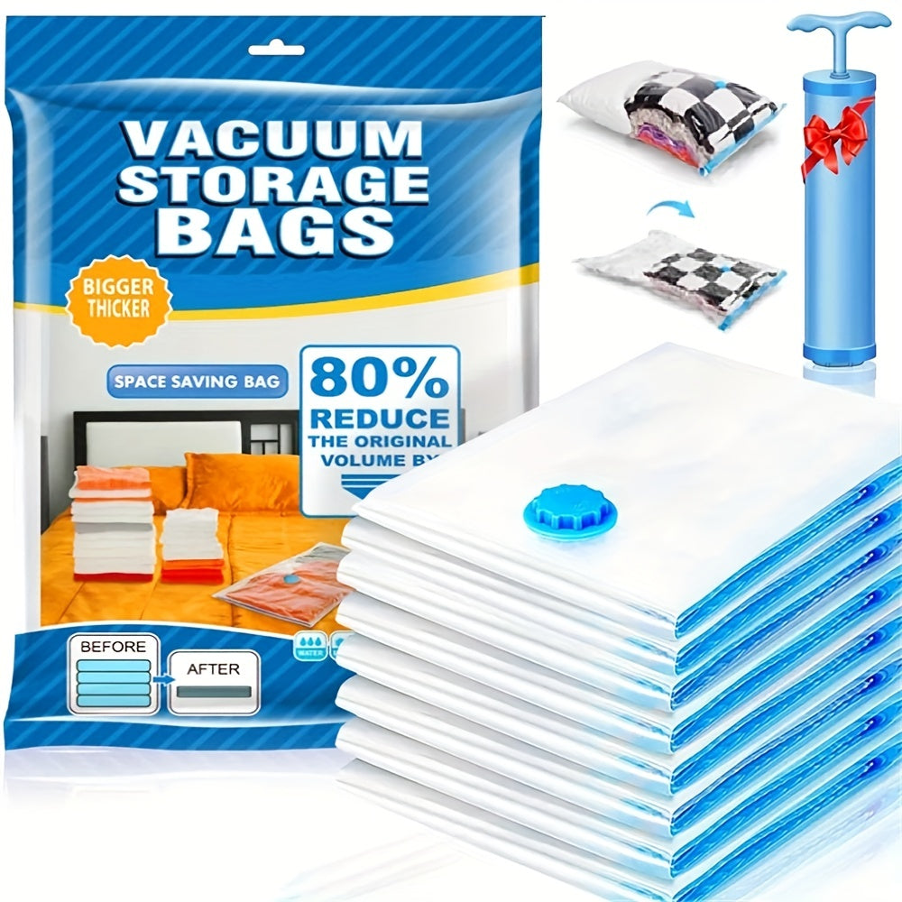 Juego de 4 bolsas de almacenamiento con compresión por vacío transparentes para ropa y artículos del hogar