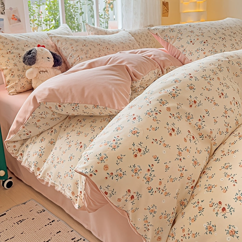 Yumshoq gullar naqshidagi yotoq to'plami, yostiq qoplari bilan birga, nafas oladigan polyesterdan tayyorlangan va zip yopilishi mavjud. Har mavsum uchun mos, yotoqxona va mehmonxonalar uchun mukammal.