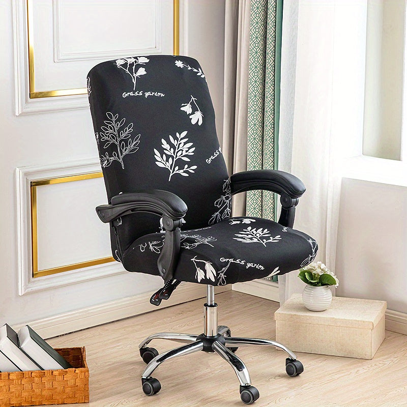 Washable Office Chair Cover with Zipper Soft Anti-Dust Spandex for Desk Chairs