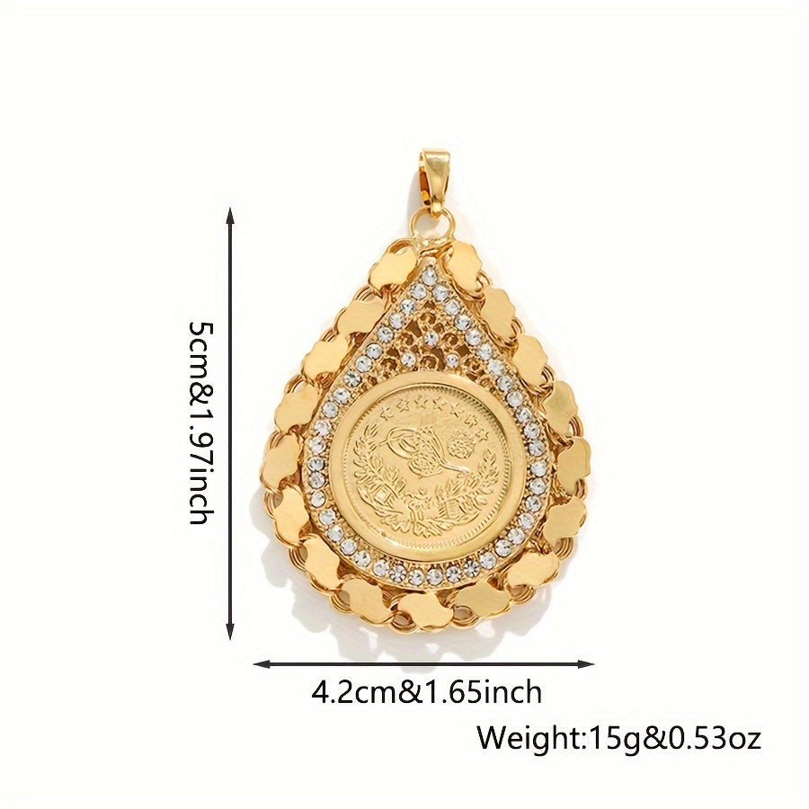 Ayollar uchun qo'l mehnati bilan tayyorlangan moda zargarlik: Vintage mis qotishma, oltin qoplangan rhinestone tomchi pandant va zanjir. Kundalik kiyim va banketlar uchun mukammal, har mavsumda foydalanish mumkin bo'lgan aksessuar.