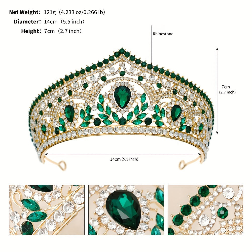 Bridal Water Drop Crown Hair Accessory with Diamonds and Gold Embellishments