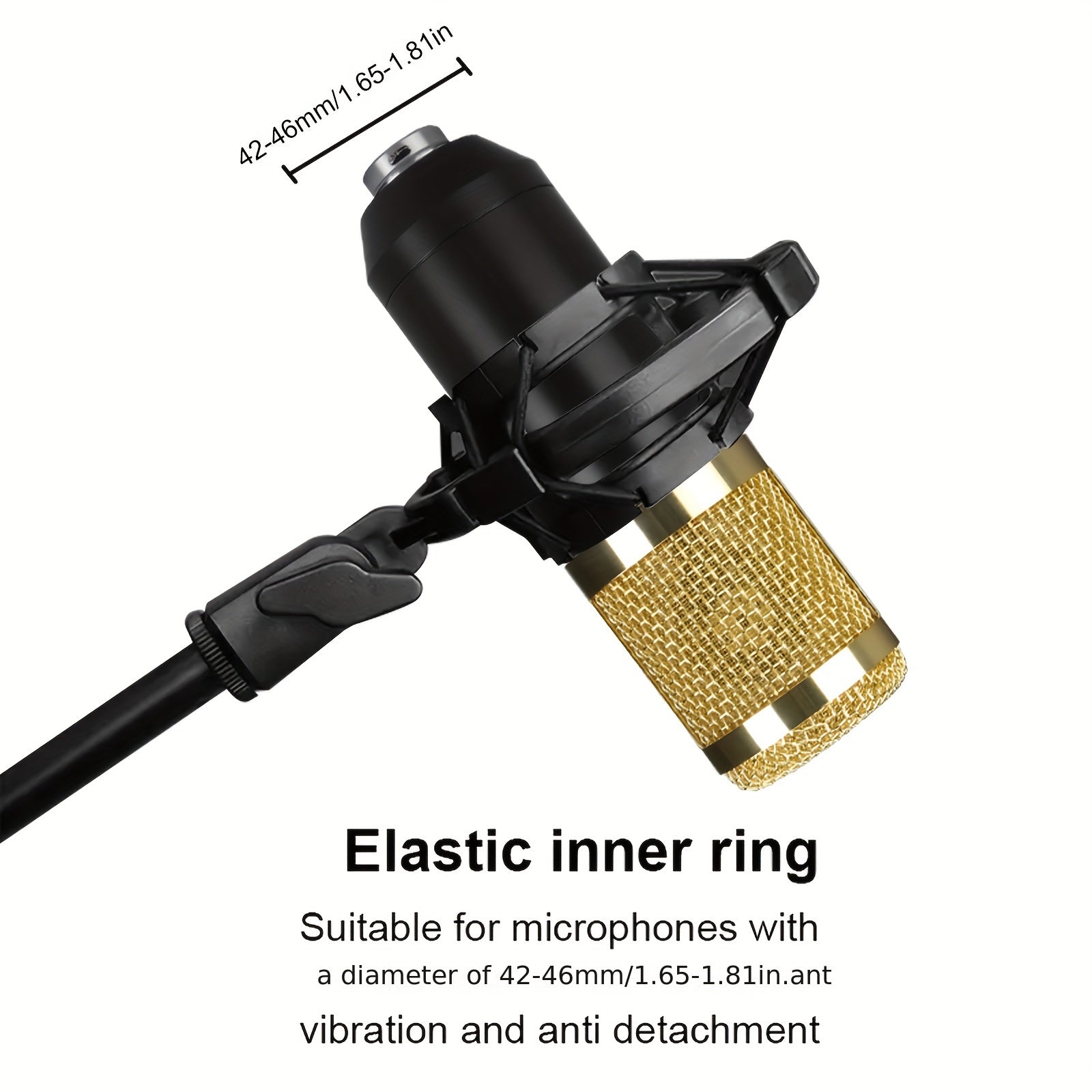 Professional Microphone Shock Mount with 3/8 M16 Thread and Mic Clip Black