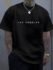 Camiseta de manga corta para hombre de poliéster con cuello redondo y patrón de alfabetos para verano casual