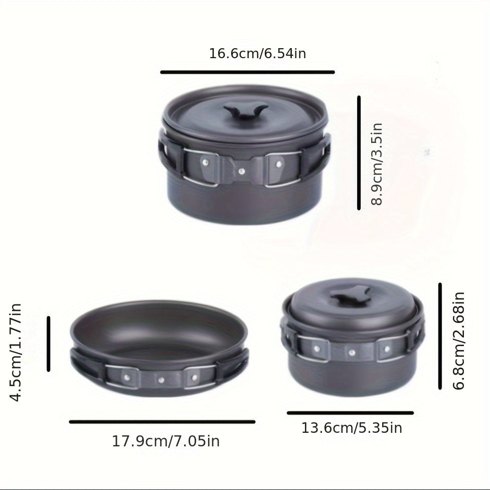 Outdoor Camping Cookware Set 8-Piece Aluminum Pots and Pans with Accessories