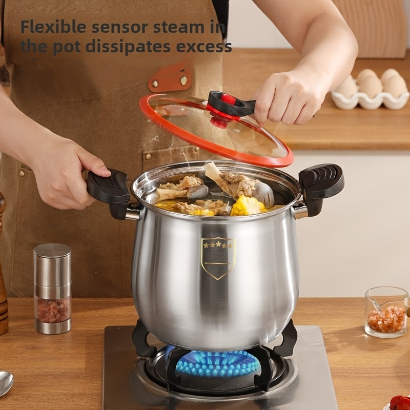 Olla de guisar de acero inoxidable de gran capacidad, antiadherente, compatible con cocinas de inducción