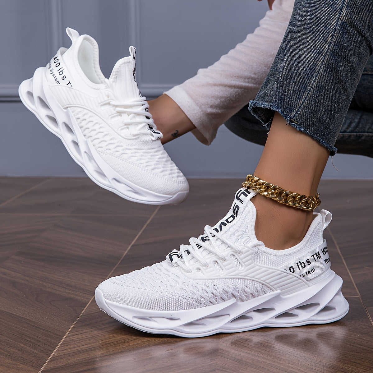 Unisex Breathable White Casual Hollow-Soled All-Season Sneakers