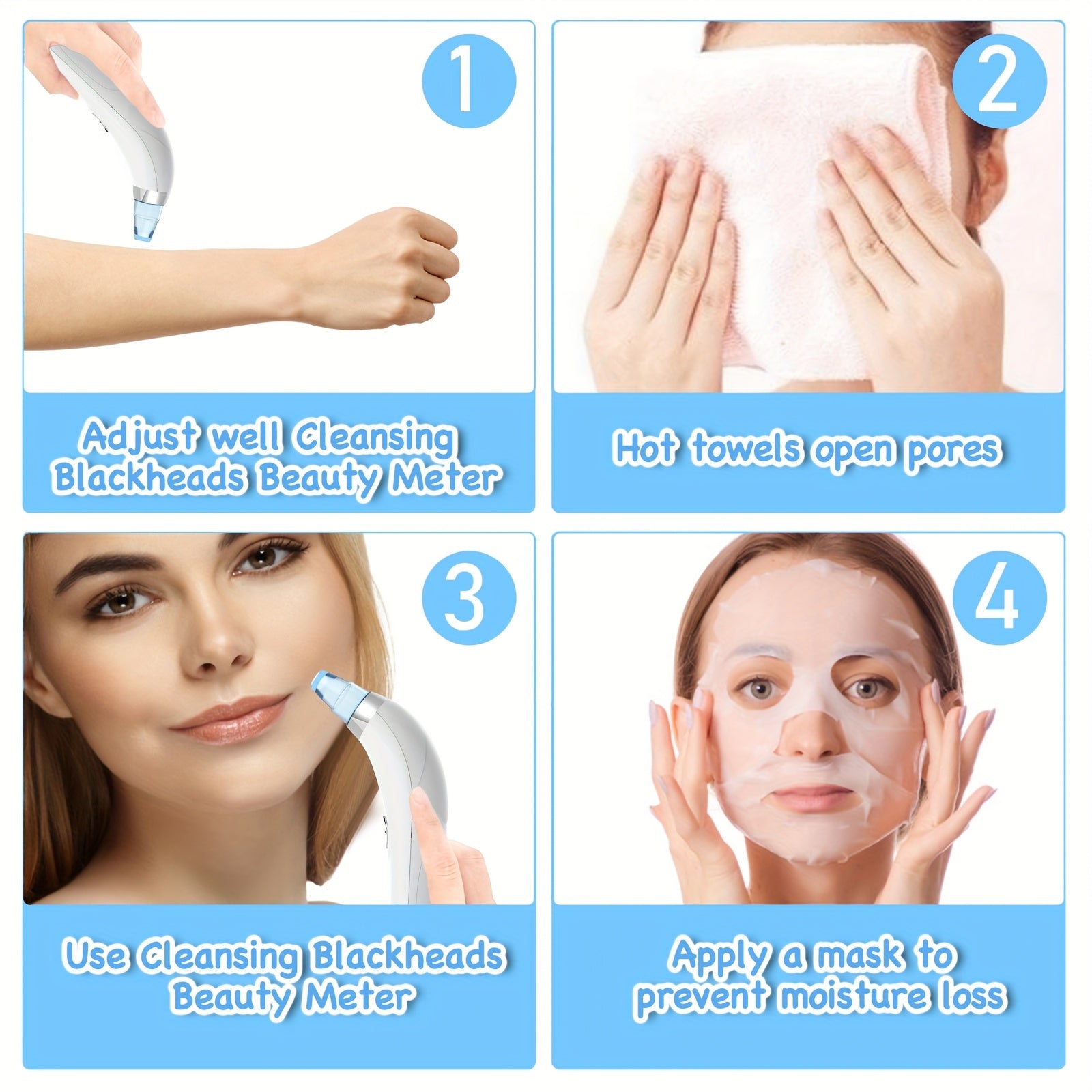 Herramienta para eliminar puntos negros con 4 sondas intercambiables, alimentada por batería, limpia poros para mujeres y hombres