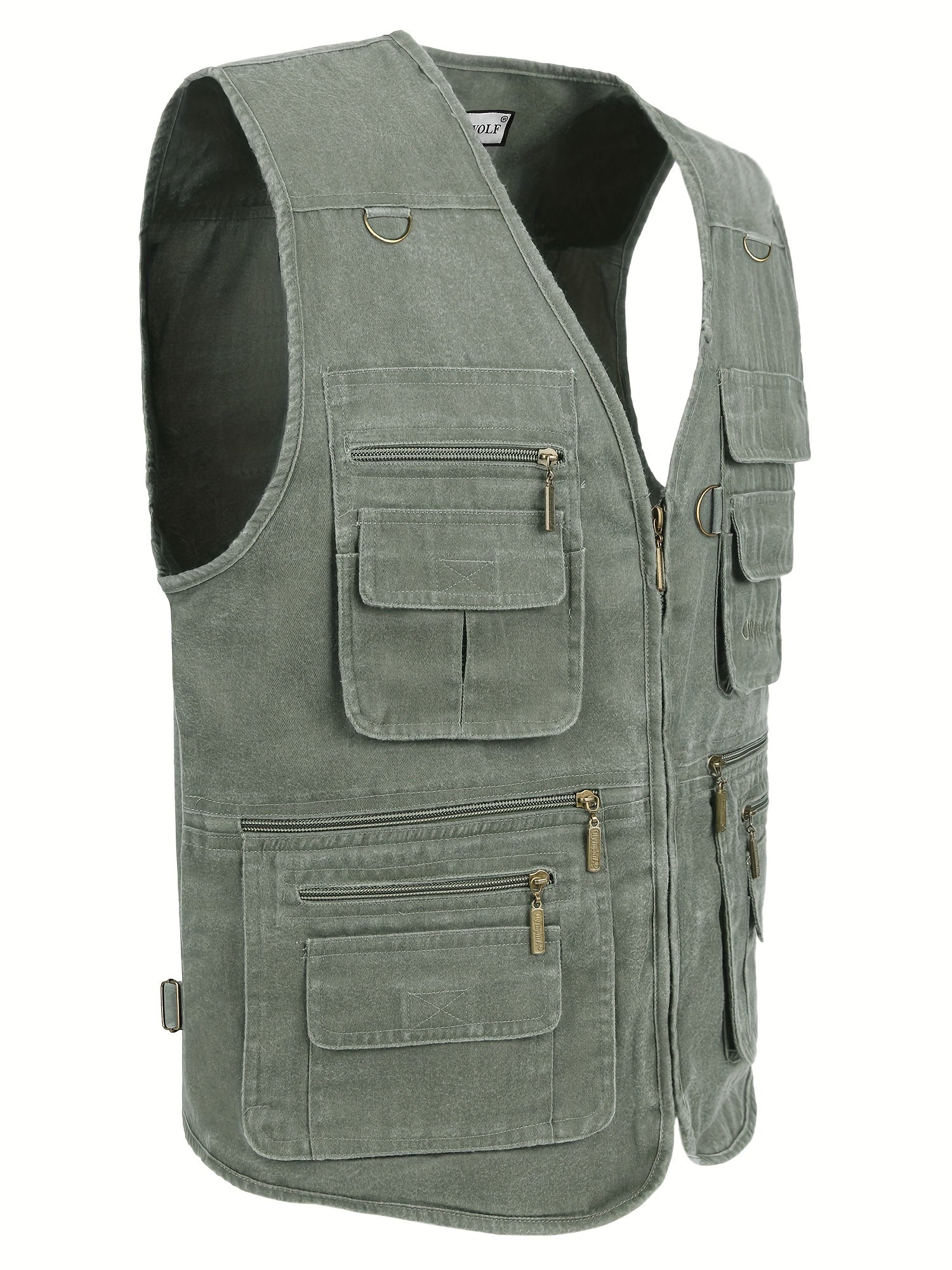 Men's Sleeveless Zip-Up Vest Jacket with Multiple Pockets for Outdoor Work and Activities