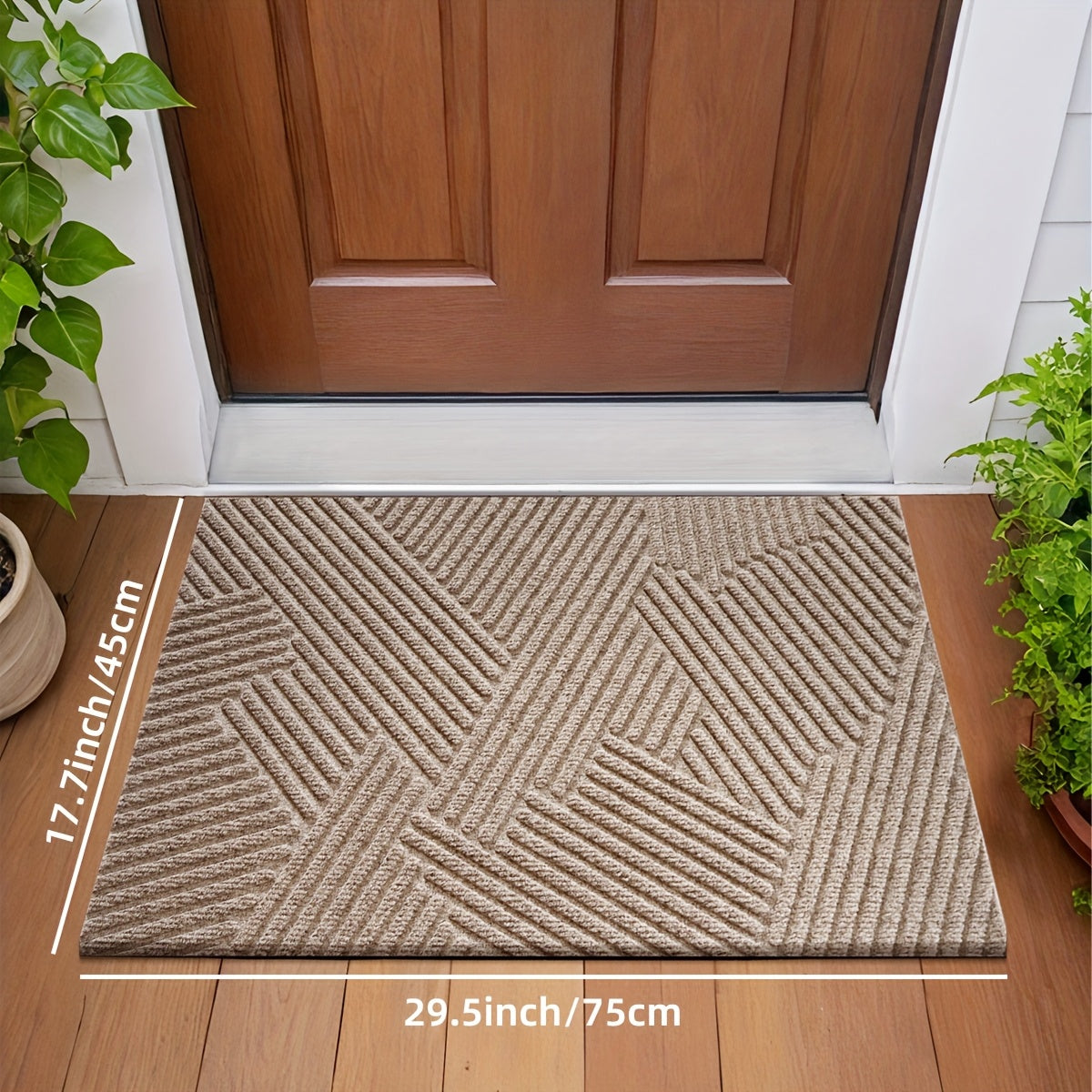 Geometric Striped Non-Slip Absorbent Washable Door Mat for Indoor and Patio