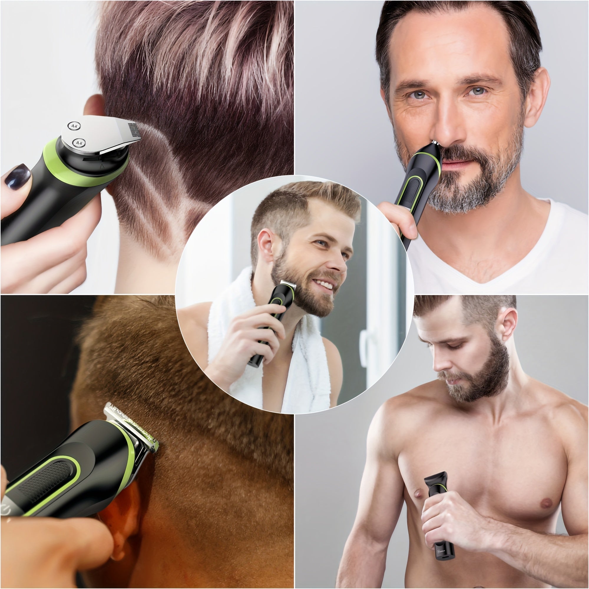 Electric hair clipper with nose hair trimmer facial beard sideburn LCD display
