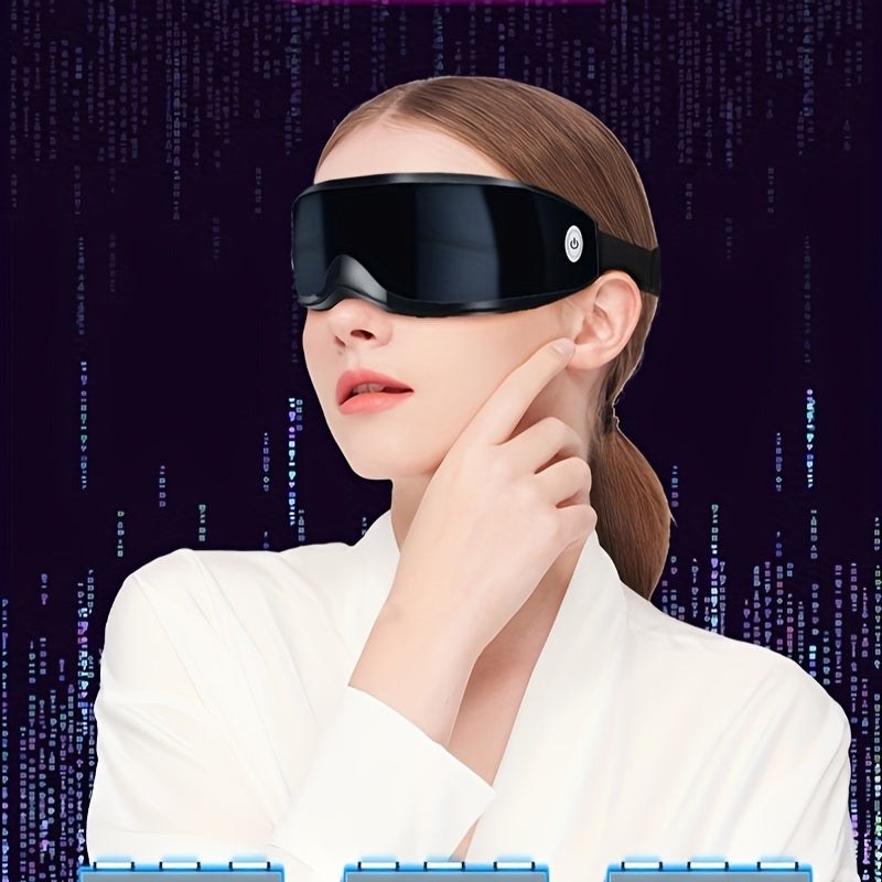 USB Rechargeable Eye Massager with Soothing Light Digital Display Comfortable Headband for Eye Care and Relaxation