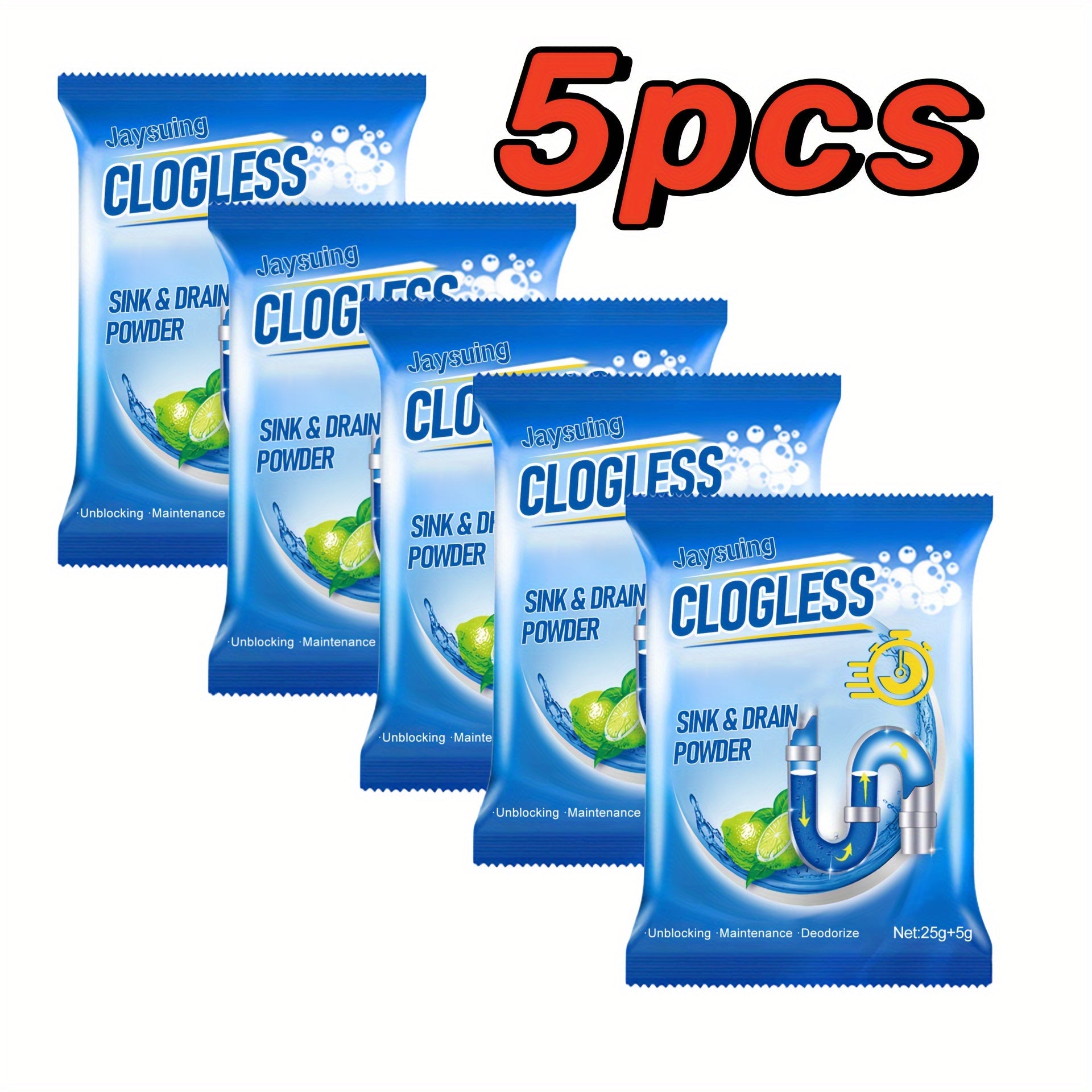 Drain Dredging Powder Set for Kitchen and Bathroom Clogs, Odor Removal