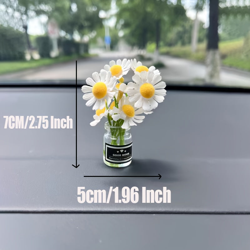 Women's Car Dashboard Decor Mini Daisy Glass Auto Accessories
