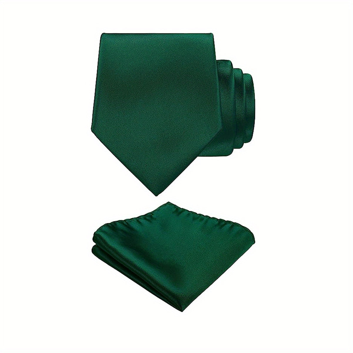 Men's Plain Color Tie and Pocket Square Set with Handkerchief and Business Tie
